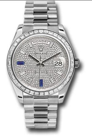 Replica Rolex Platinum Day-Date 40 Watch 228396tbr Diamond Bezel Diamond And Sapphire Paved Diamond Dial President Bracelet
